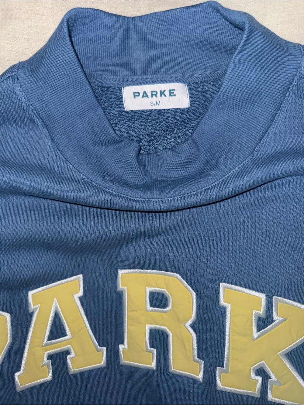 PARKE Summer Mock Neck Logo Sweatshirt – Size Small/Medium - Picture 3 of 3